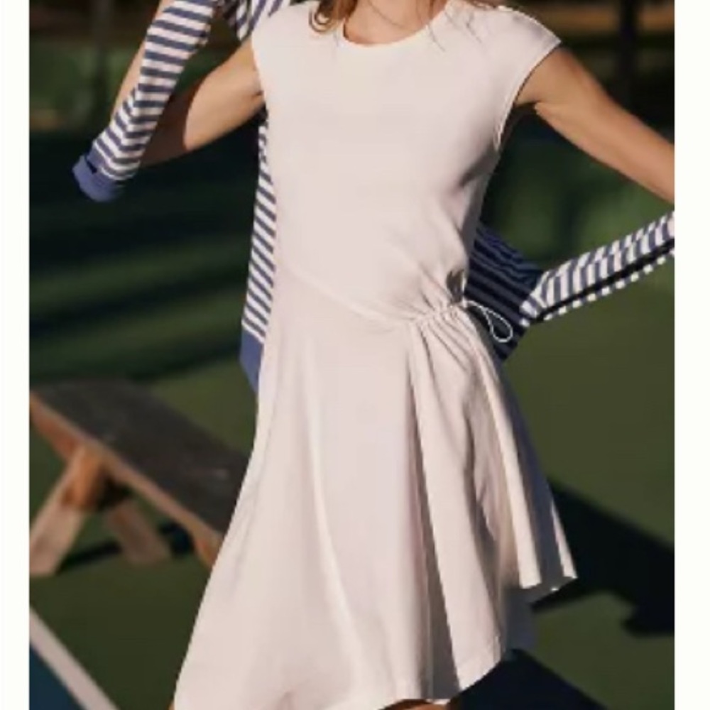 Anthropologie White Pleated A-Line Mini Dress